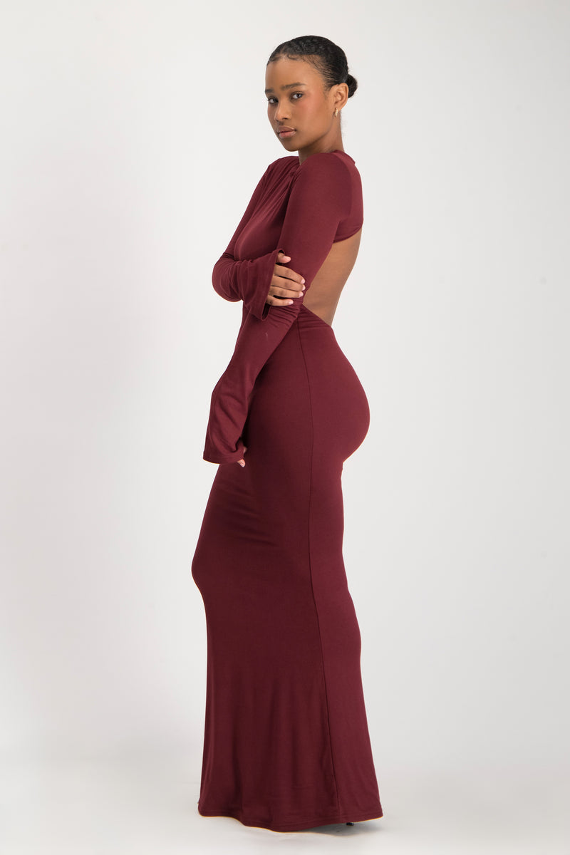 Open Back Long Sleeve Lounge Maxi Dress – Imprecca