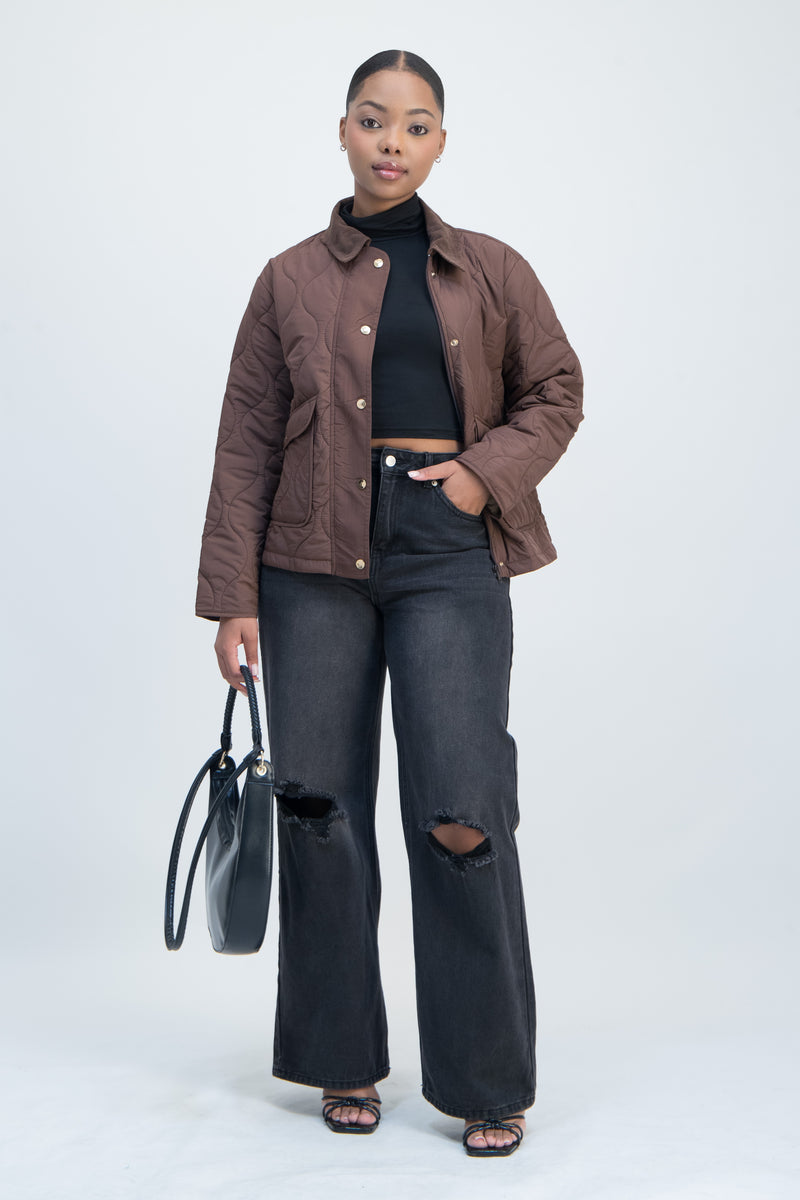 Quilted Jacket w/ Corduroy Collar – Imprecca