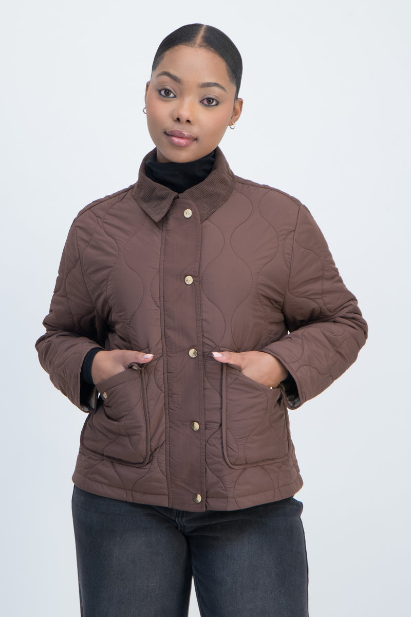 Quilted Jacket w/ Corduroy Collar – Imprecca