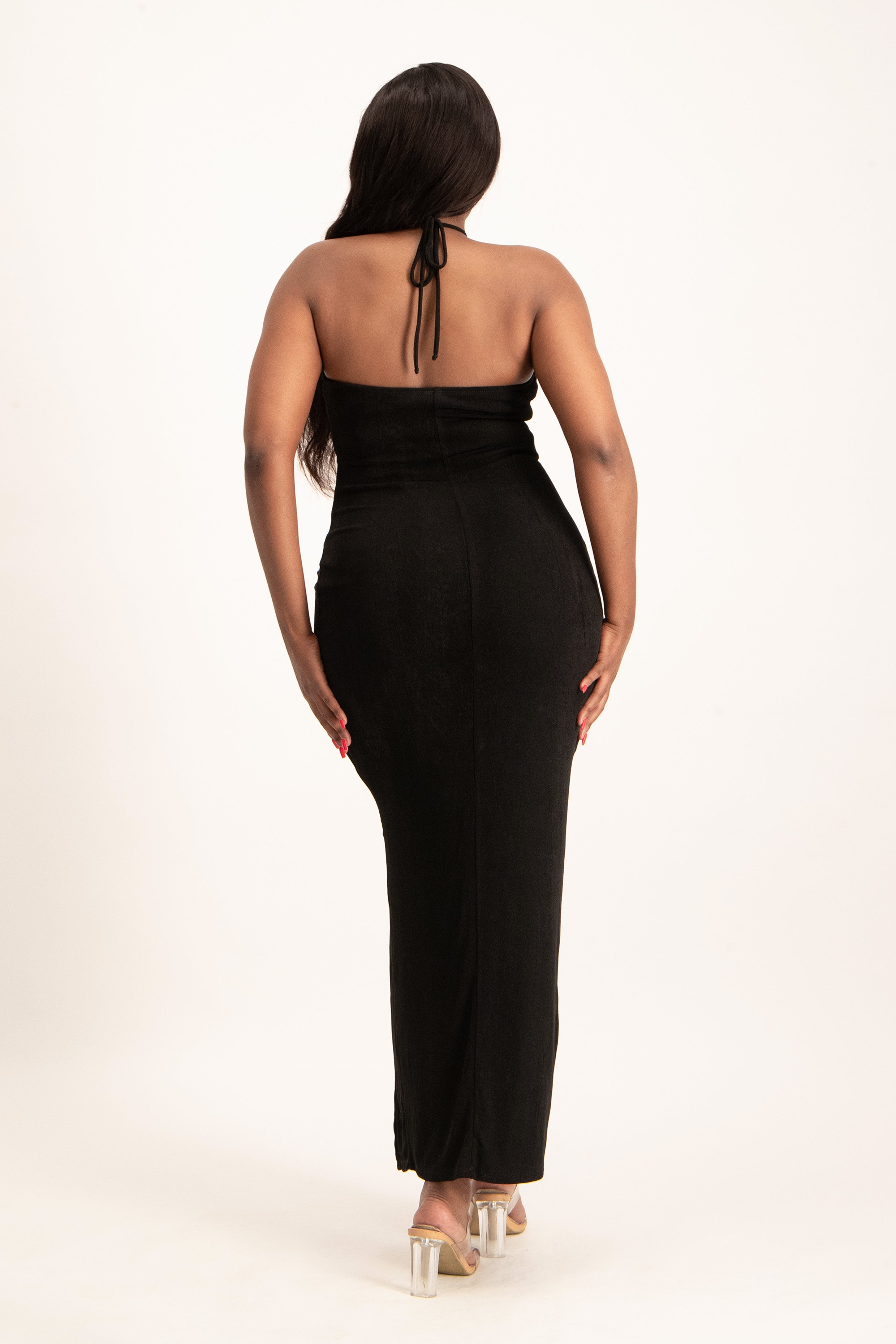 Twist Front Cutout Dress w/ Slit