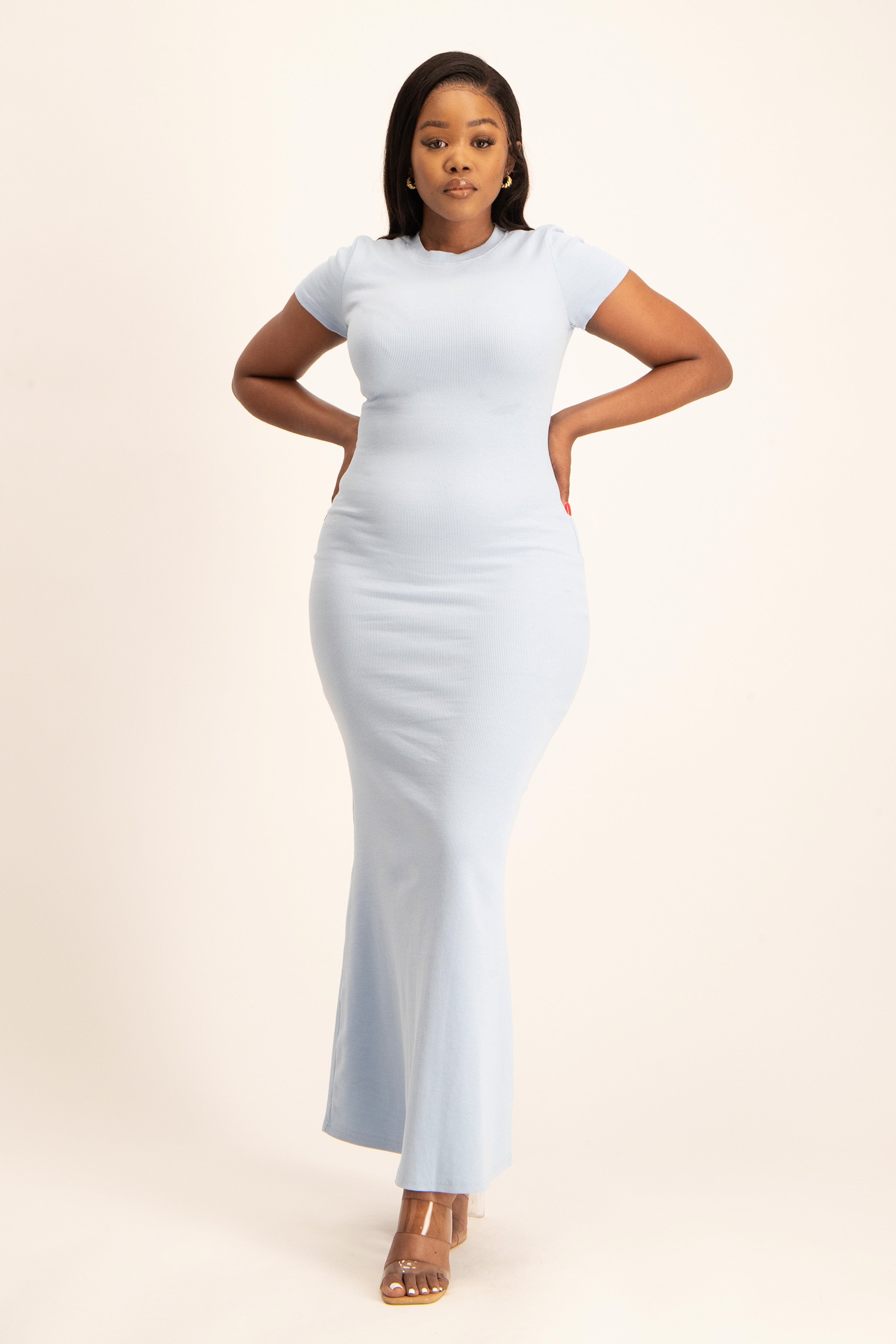 Cap Sleeve Ribb Bodycon Dress – Imprecca - Main Image