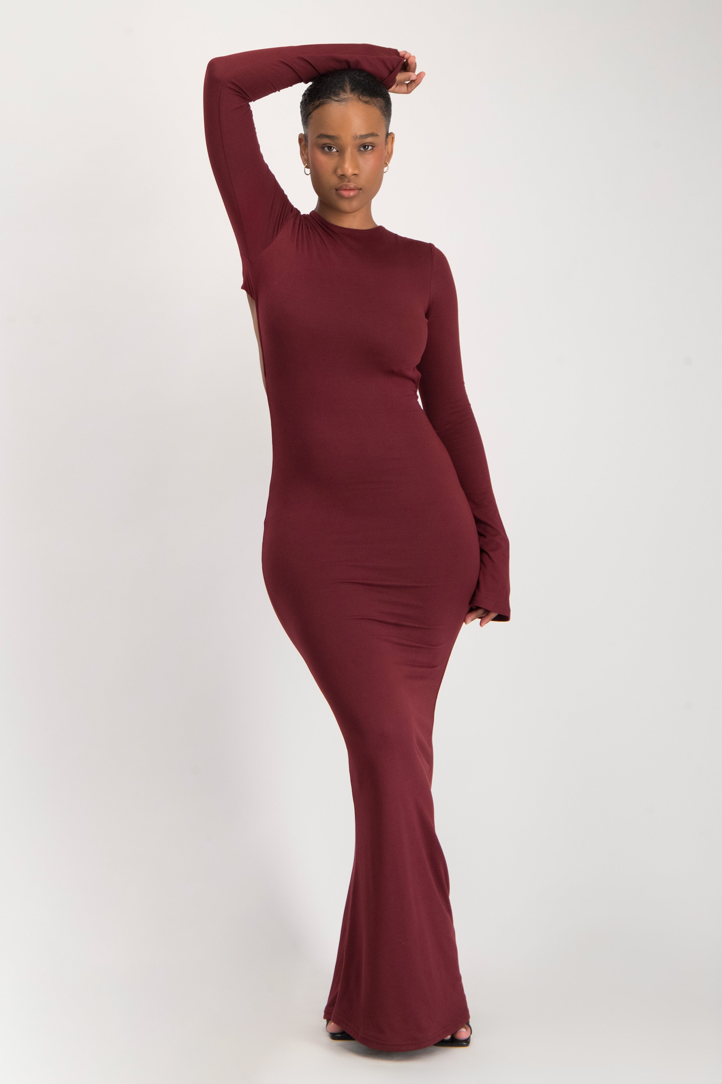 Open Back Long Sleeve Lounge Maxi Dress Imprecca Open Back Long Sleeve Lounge Maxi Dress Imprecca