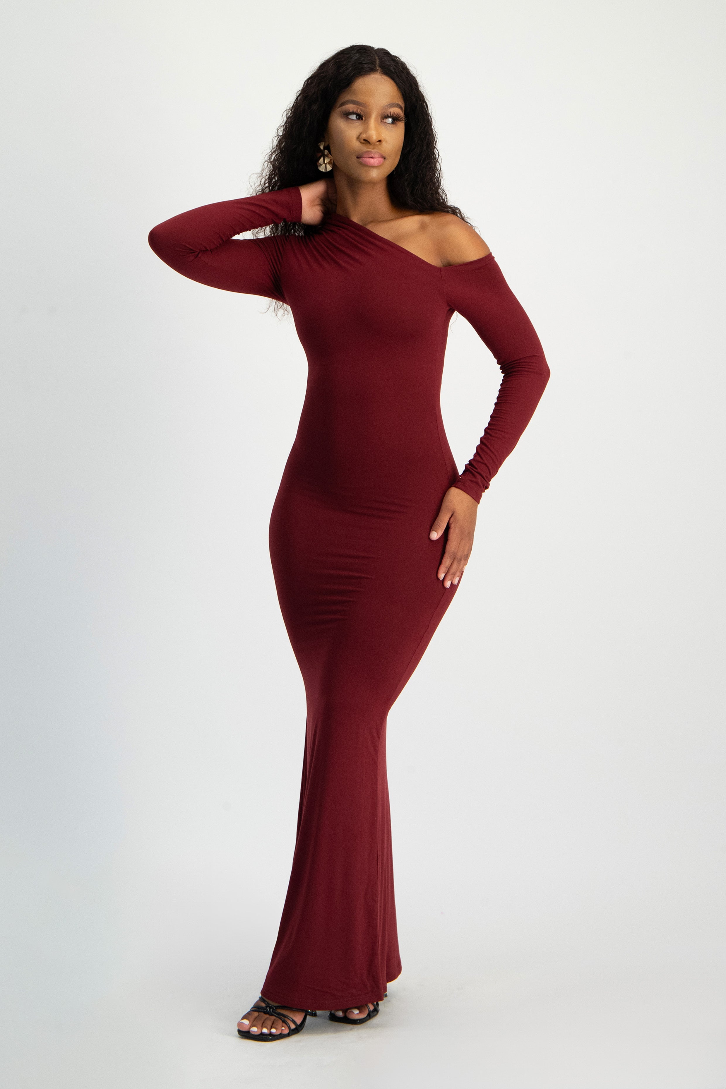 Asymmetric Long Sleeve Lounge Maxi Dress – Imprecca